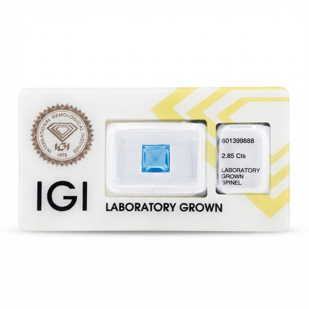 IGI Certified Laboratory Grown Blue Spinel | 2.85 Carats Princess Cut | Premium Blue Gemstone-Saleh Sallom