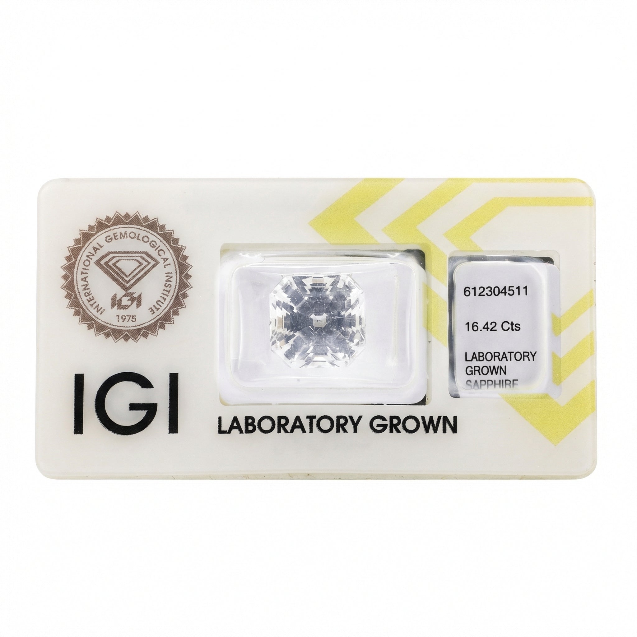 IGI Certified Laboratory Grown White Sapphire | 16.42 Carats Asscher Cut | Premium Colorless Sapphire-Saleh Sallom Main image
