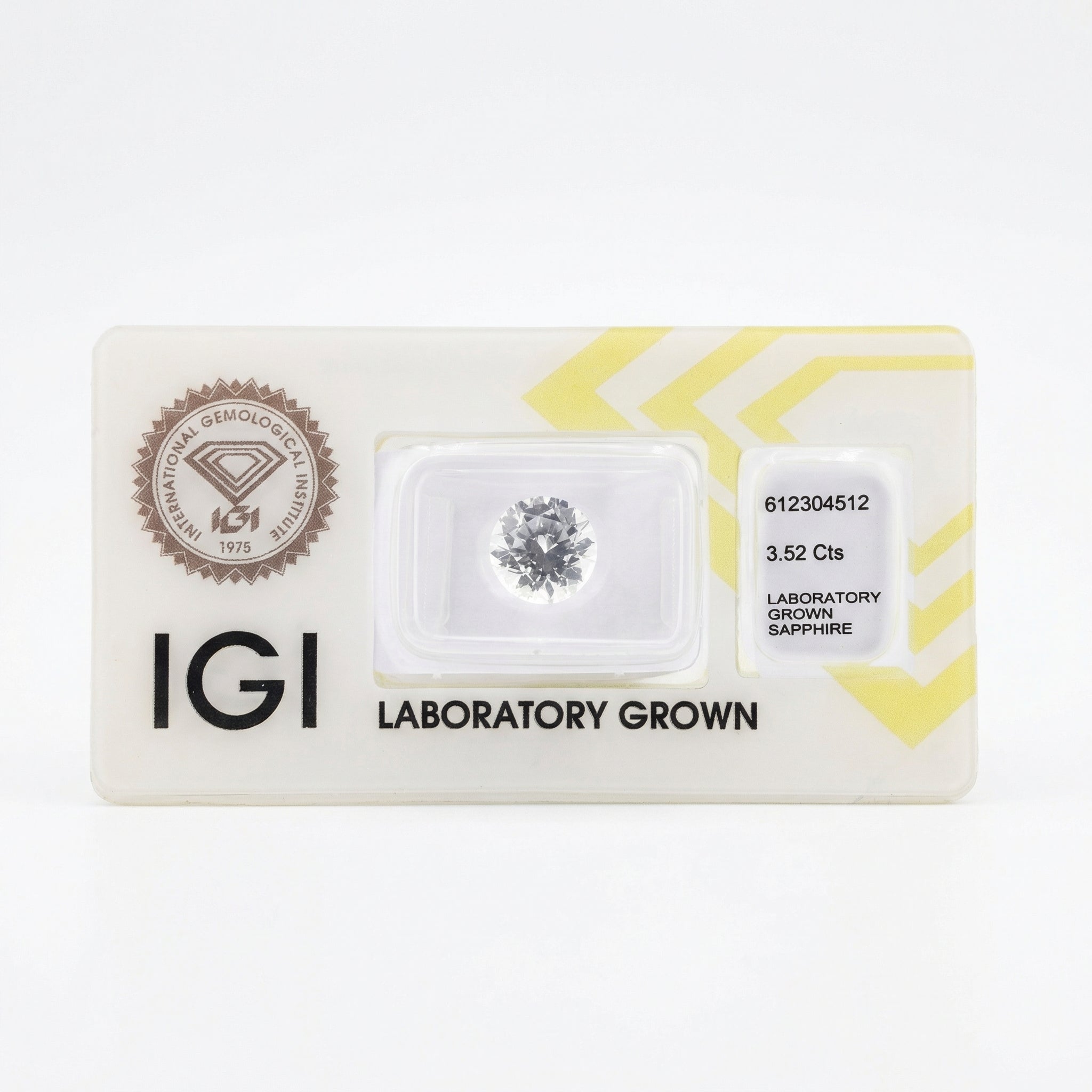 IGI Certified Laboratory Grown White Sapphire | 3.52 Carats Round Brilliant Cut | Premium Colorless Sapphire-Saleh Sallom Main image