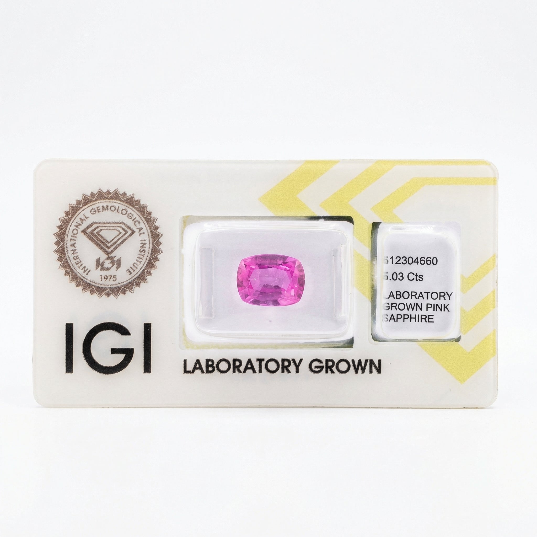 IGI Certified Laboratory Grown Pink Sapphire | 5.03 Carats Cushion Cut | Premium Pink Sapphire-Saleh Sallom Main image
