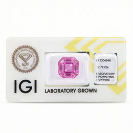 IGI Certified Laboratory Grown Purplish Pink Sapphire | 12.72 Carat Square Emerald Cut | Luxury Statement Gemstone-Saleh Sallom