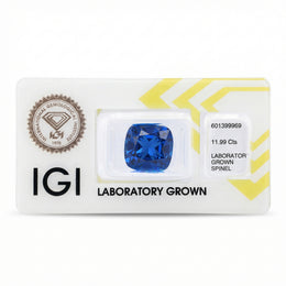 IGI Certified Laboratory Grown Blue Spinel | 11.99 Carat Square Cushion Mixed Cut | Luxury Statement-Saleh Sallom