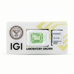 IGI Certified Laboratory Grown Yellowish Green Spinel | 15.12 Carat Emerald Cut | Luxury Statement Gemstone-Saleh Sallom