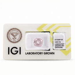IGI Certified Laboratory Grown Very Light Pink Sapphire | 5.85 Carat Square Cushion Mixed Cut | Luxury Gemstone-Saleh Sallom