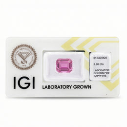 IGI Certified Laboratory Grown Pink Sapphire | 5.90 Carat Emerald Cut | Elegant Statement Gemstone-Saleh Sallom