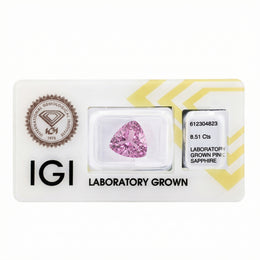 IGI Certified Laboratory Grown Light Purplish Pink Sapphire | 8.51 Carat Trillion Cut | Designer Gemstone-Saleh Sallom