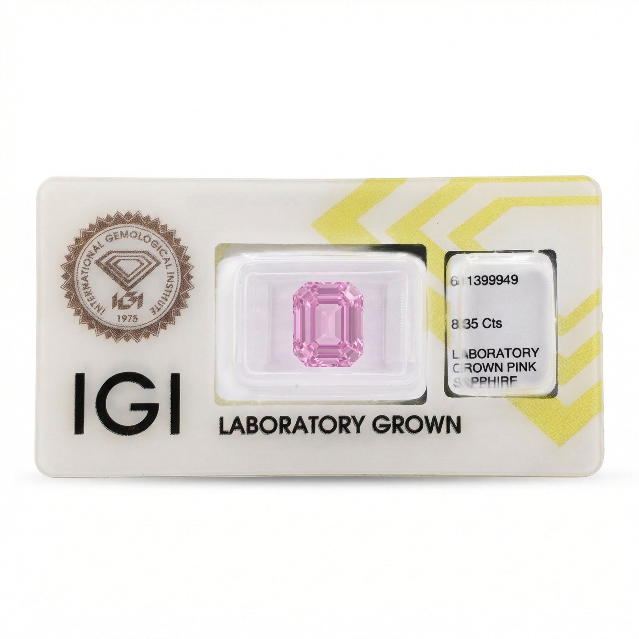 IGI Certified Laboratory Grown Purplish Pink Sapphire | 8.35 Carat Cut-Cornered Rectangular Cut | Ultra Luxury Gemstone Secondary image