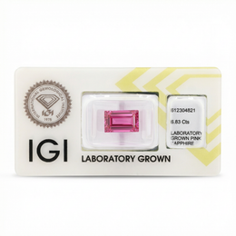 IGI Certified Laboratory Grown Purplish Pink Sapphire | 6.83 Carat Rectangular Step Cut | High Luxury Statement Gem-Saleh Sallom