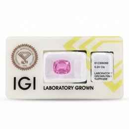 IGI Certified Laboratory Grown Pink Sapphire | 6.24 Carat Cushion Cut | Premium Luxury Gemstone-Saleh Sallom