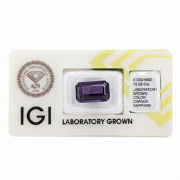 IGI Certified Laboratory Grown Color Change Sapphire | 10.58 Carat Emerald Cut | Rare Luxury Statement Gemstone-Saleh Sallom