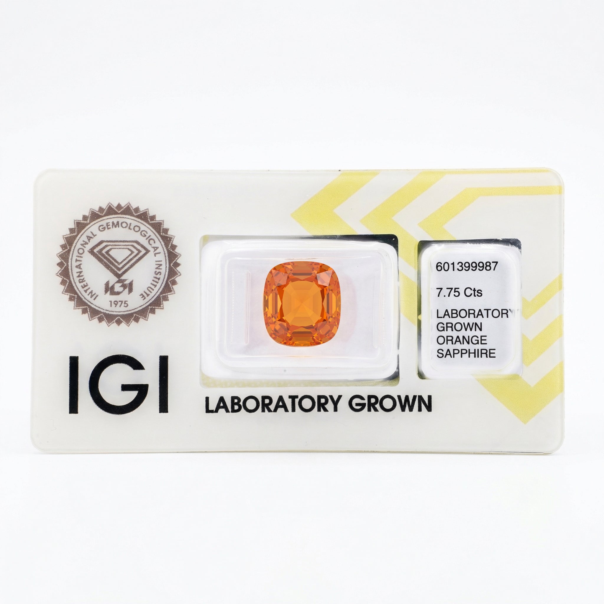 IGI Certified Laboratory Grown Orange Sapphire | 7.75 Carat Cushion Cut | Bold Luxury Statement Gemstone Secondary image
