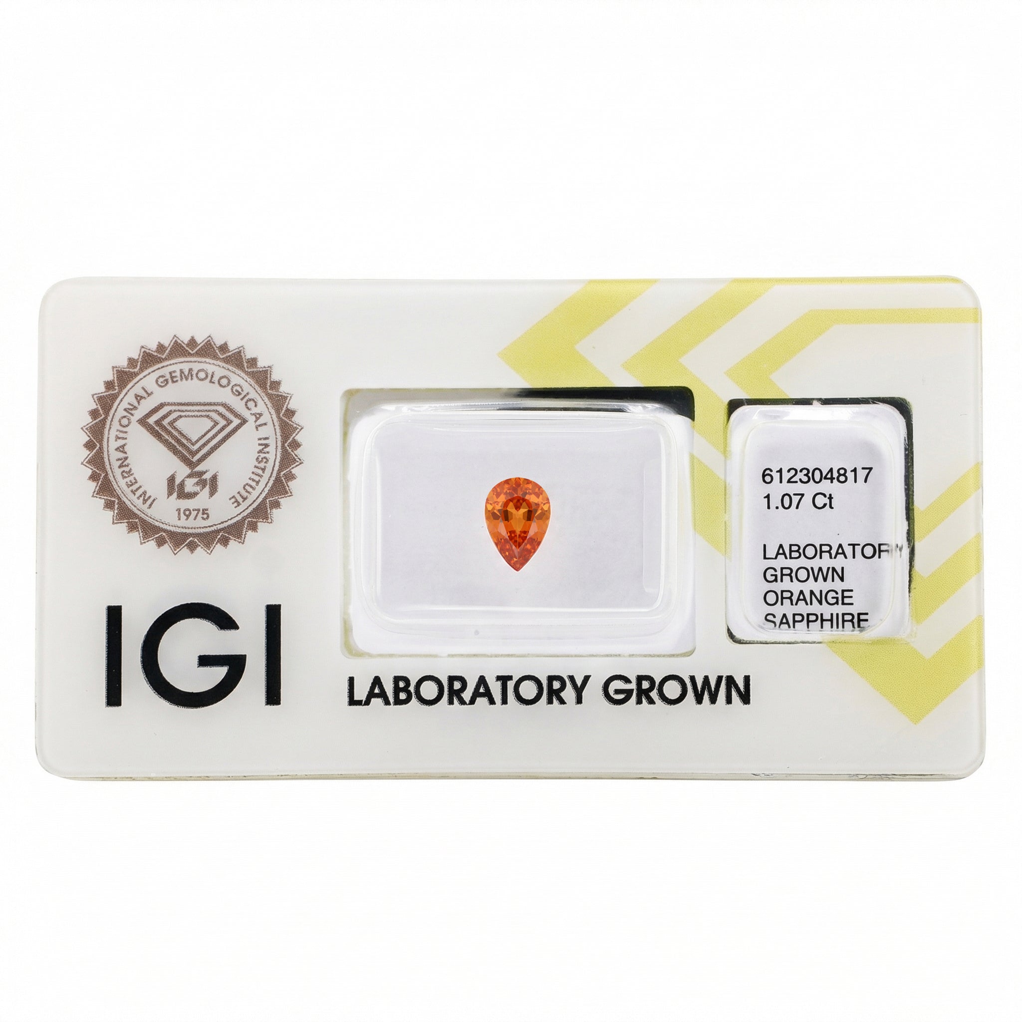 IGI Certified Laboratory Grown Orange Sapphire | 1.07 Carat Pear Cut | Elegant Fine Jewelry Gemstone-Saleh Sallom