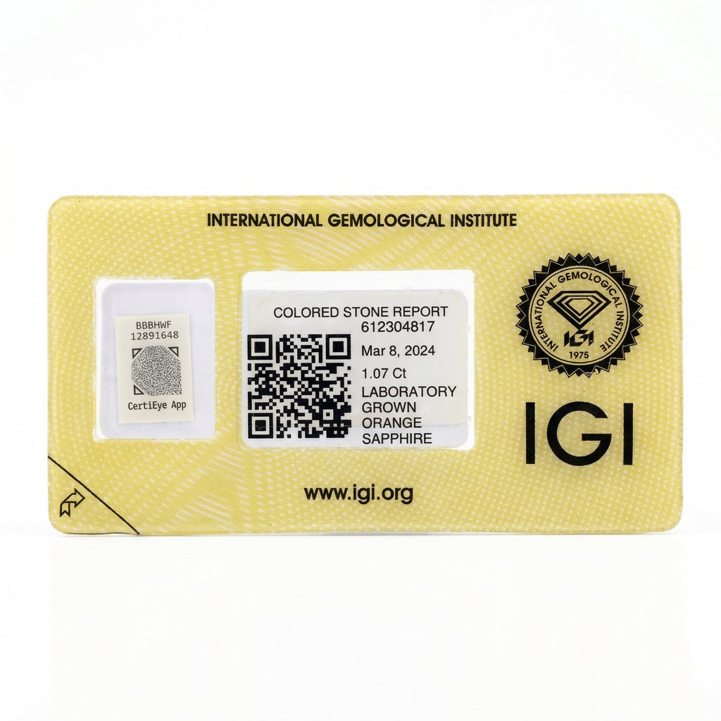 IGI Certified Laboratory Grown Orange Sapphire | 1.07 Carat Pear Cut | Elegant Fine Jewelry Gemstone-Saleh Sallom