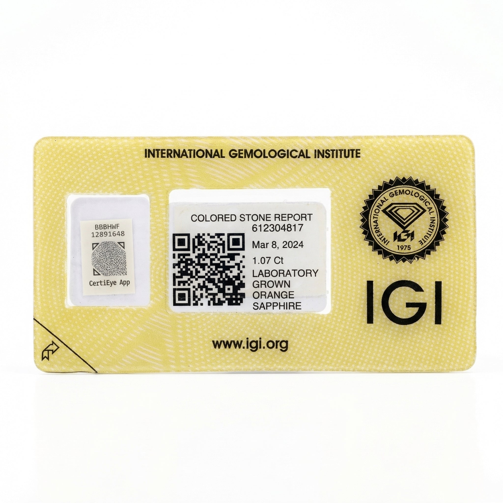 IGI Certified Laboratory Grown Orange Sapphire | 1.07 Carat Pear Cut | Elegant Fine Jewelry Gemstone-Saleh Sallom