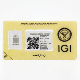 IGI Certified Laboratory Grown Yellowish Orange Sapphire | 7.31 Carat Oval Cut | Elegant Luxury Statement Gemstone-Saleh Sallom