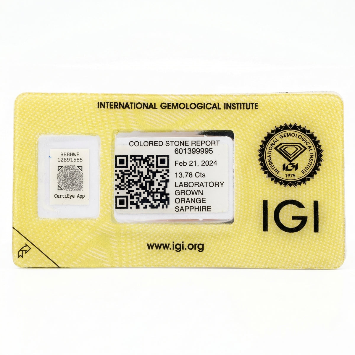 IGI Certified Laboratory Grown Yellowish Orange Sapphire | 12.05 Carat Emerald Cut | Ultra Luxury Statement Gemstone-Saleh Sallom