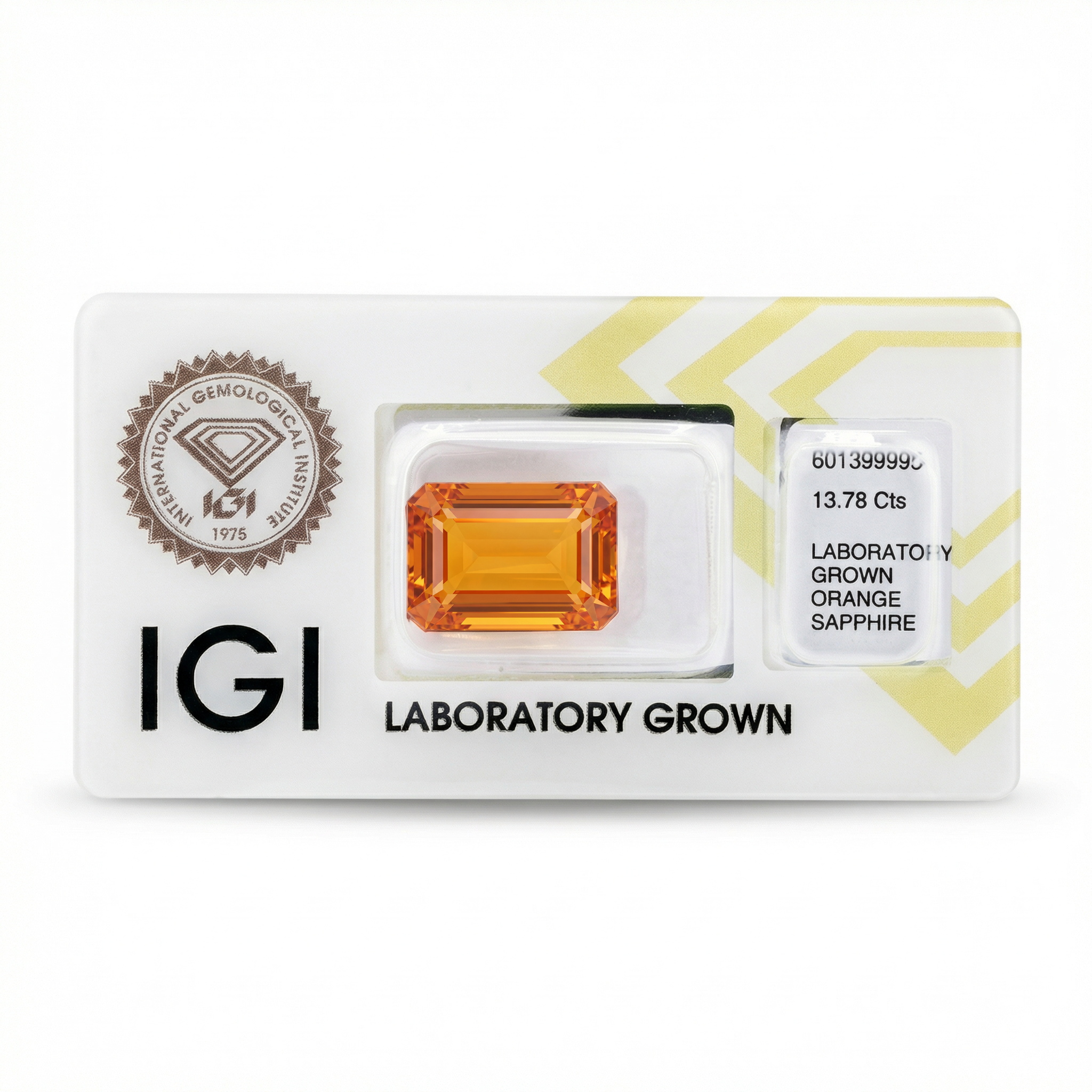 IGI Certified Laboratory Grown Yellowish Orange Sapphire | 12.05 Carat Emerald Cut | Ultra Luxury Statement Gemstone Secondary image