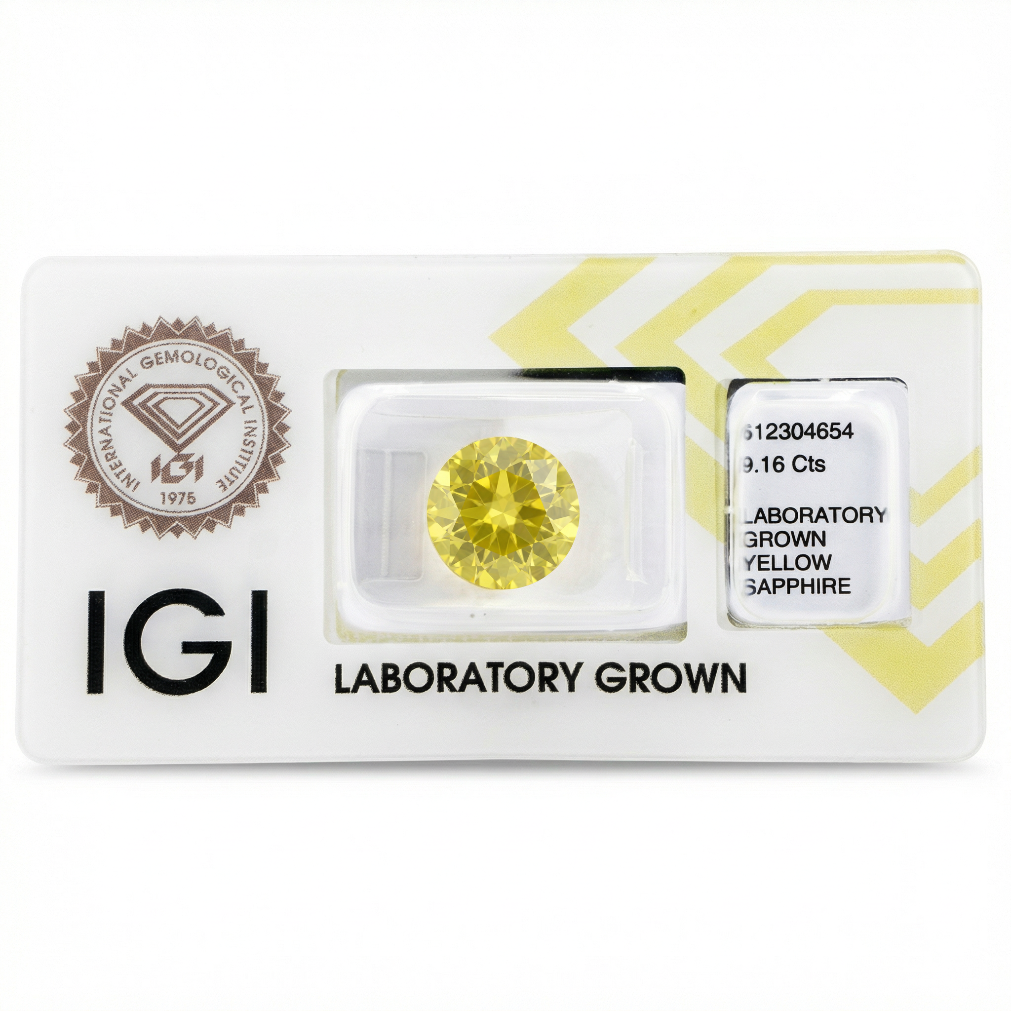 IGI Certified Laboratory Grown Yellow Sapphire | 9.16 Carat Round Brilliant Cut | Premium Luxury Gemstone Secondary image