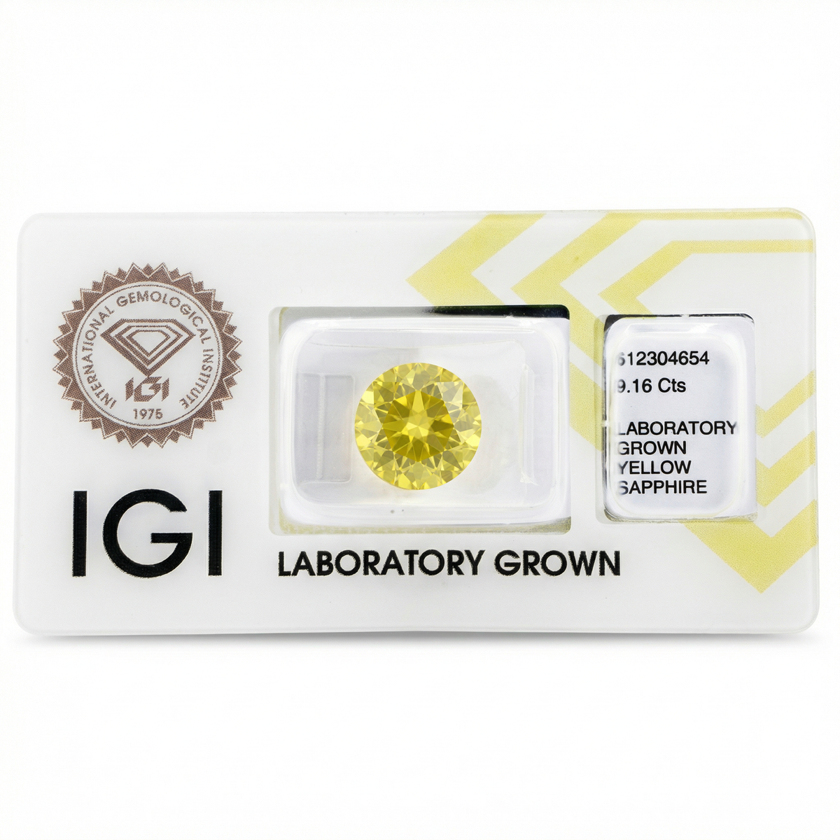 IGI Certified Laboratory Grown Yellow Sapphire | 9.16 Carat Round Brilliant Cut | Premium Luxury Gemstone-Saleh Sallom