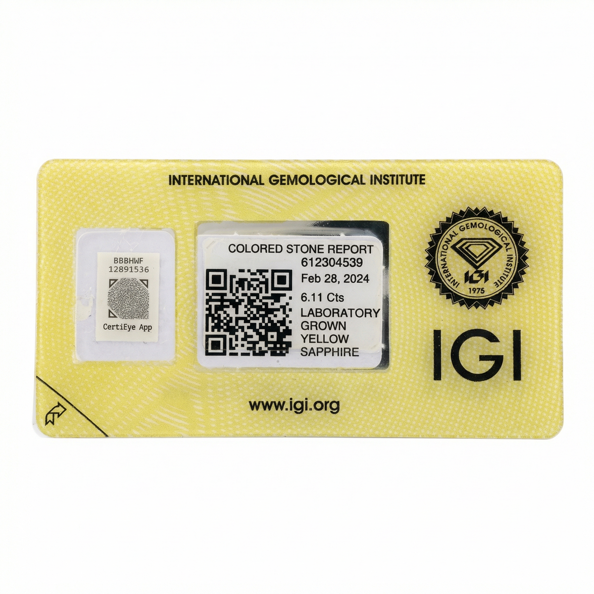 IGI Certified Laboratory Grown Yellow Sapphire | 6.11 Carat Oval Cut | Premium Statement Gemstone-Saleh Sallom