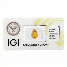IGI Certified Laboratory Grown Orangy Yellow Sapphire | 4.79 Carat Pear Cut | Luxury Statement Gemstone-Saleh Sallom
