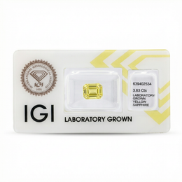 IGI Certified Laboratory Grown Yellow Sapphire | 3.63 Carat Emerald Cut | Elegant Luxury Gemstone-Saleh Sallom