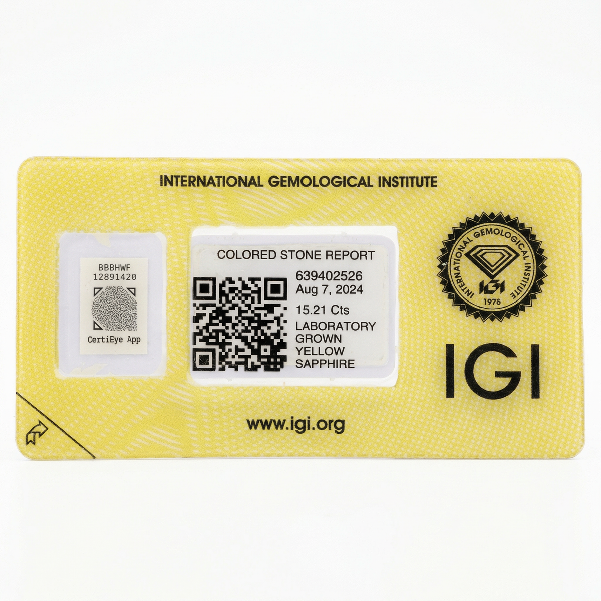 IGI Certified Laboratory Grown Yellow Sapphire | 15.21 Carat Emerald Cut | High Jewelry Statement Gemstone-Saleh Sallom