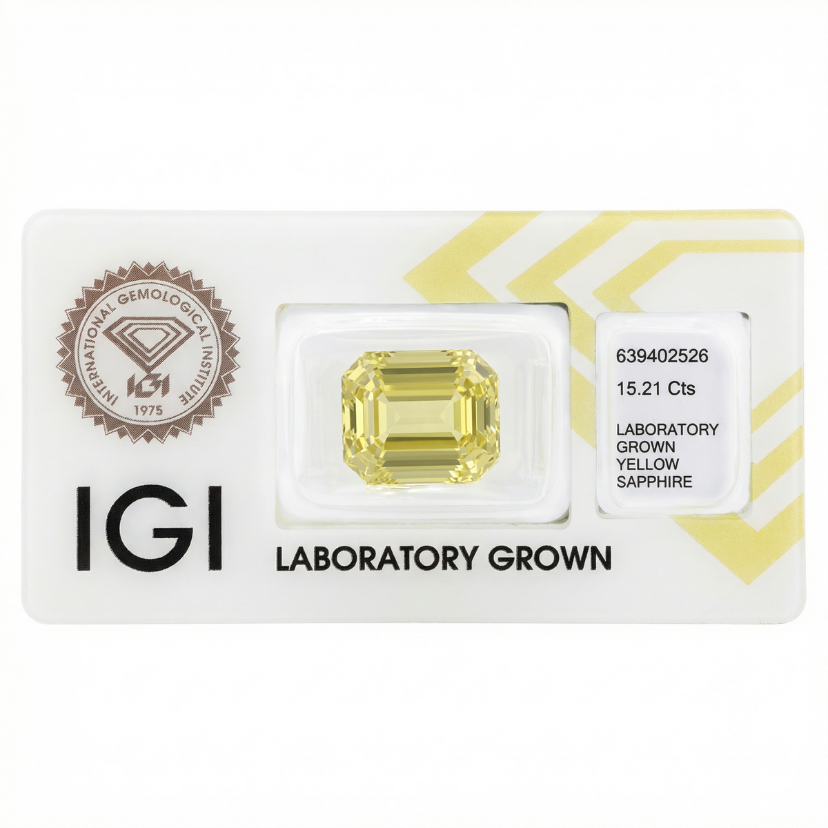 IGI Certified Laboratory Grown Yellow Sapphire | 15.21 Carat Emerald Cut | High Jewelry Statement Gemstone-Saleh Sallom