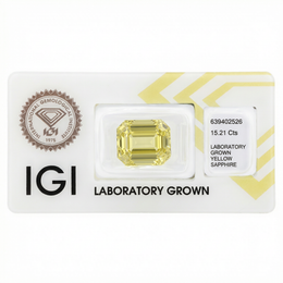 IGI Certified Laboratory Grown Yellow Sapphire | 15.21 Carat Emerald Cut | High Jewelry Statement Gemstone-Saleh Sallom