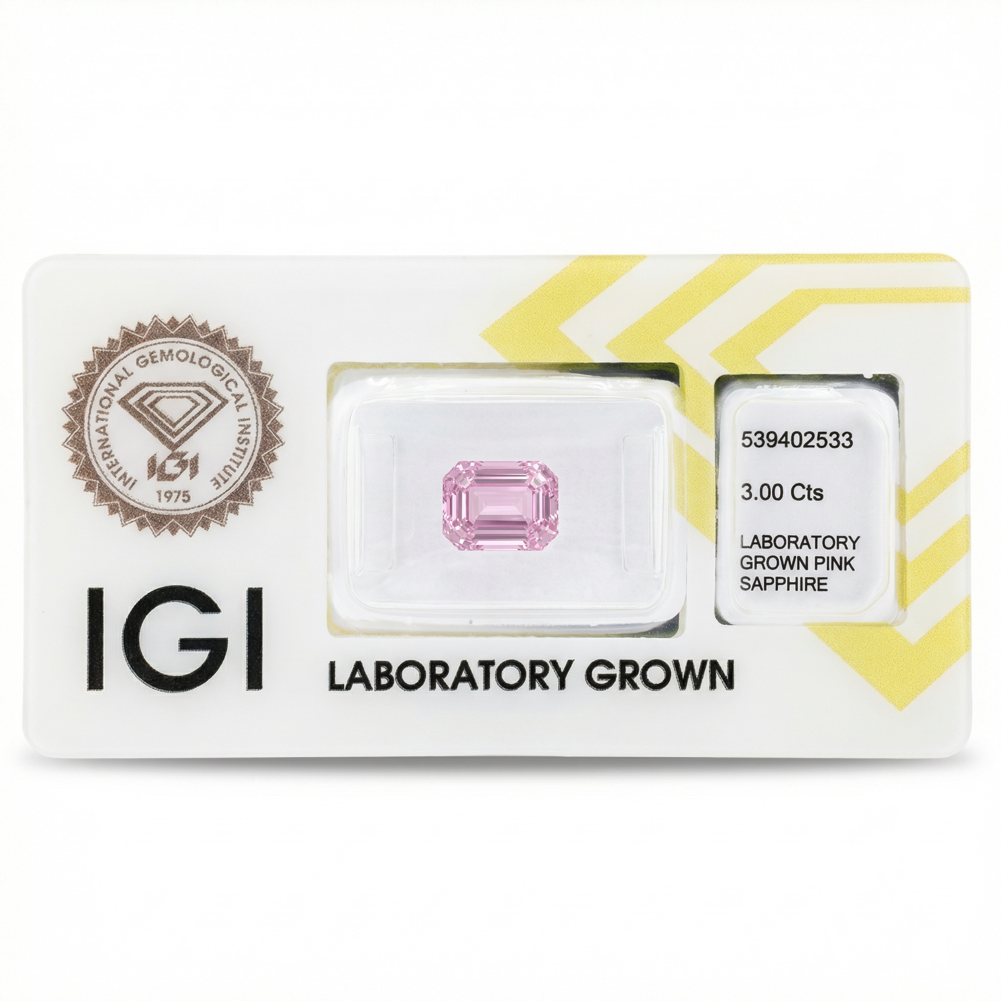IGI Certified Laboratory Grown Pink Sapphire | 3.00 Carat Emerald Cut | Elegant Minimal Luxury Gemstone Secondary image