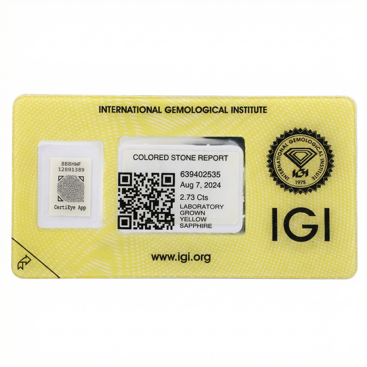 IGI Certified Laboratory Grown Yellow Sapphire | 2.73 Carat Cushion Cut | Elegant Fine Jewelry Gemstone-Saleh Sallom