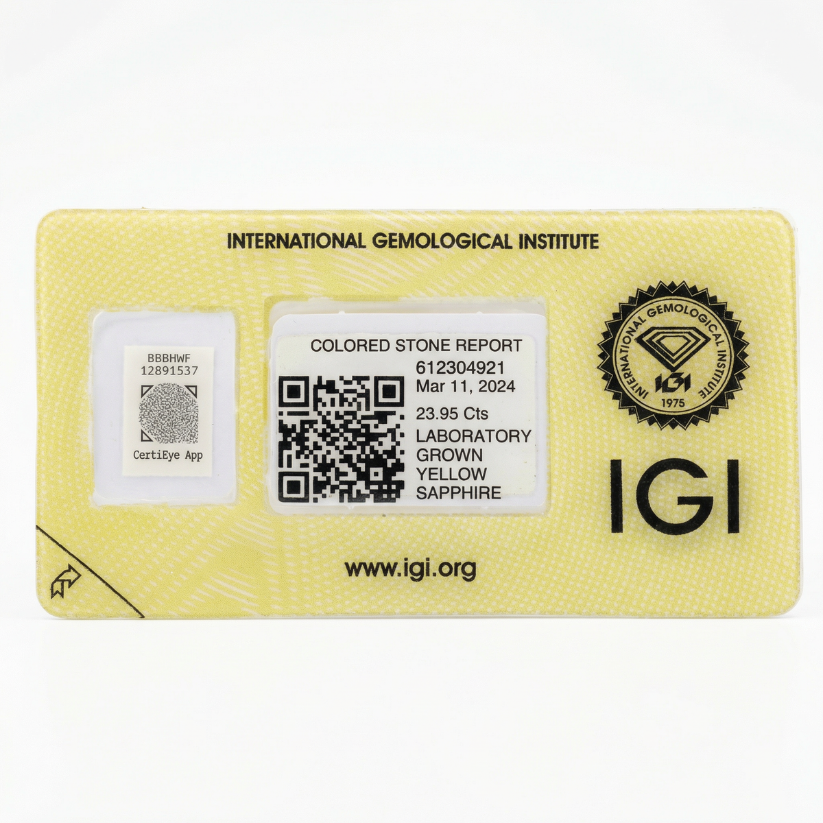 IGI Certified Laboratory Grown Yellow Sapphire | 23.95 Carat Oval Cut | Ultra High Jewelry Statement Gemstone-Saleh Sallom