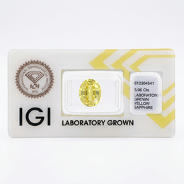 IGI Certified Laboratory Grown Yellow Sapphire | 5.96 Carat Oval Cut | Bright Yellow Luxury Gemstone-Saleh Sallom