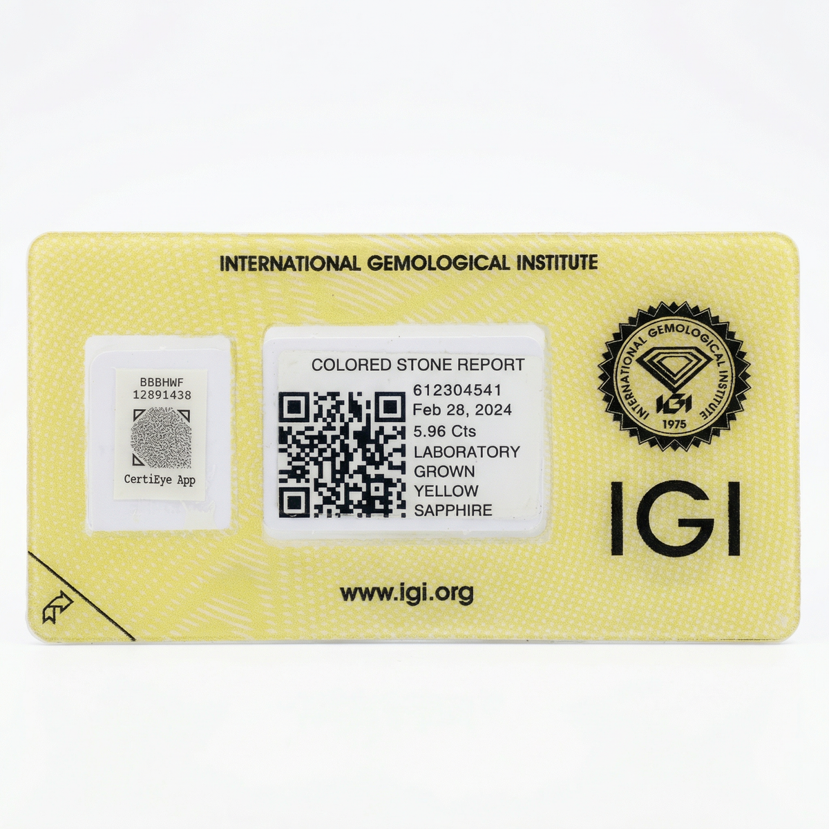 IGI Certified Laboratory Grown Yellow Sapphire | 5.96 Carat Oval Cut | Bright Yellow Luxury Gemstone-Saleh Sallom