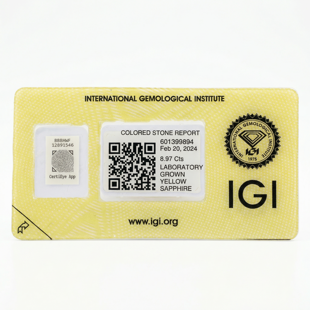 IGI Certified Laboratory Grown Yellow Sapphire | 8.97 Carat Oval Cut | Premium Yellow Statement Gemstone-Saleh Sallom