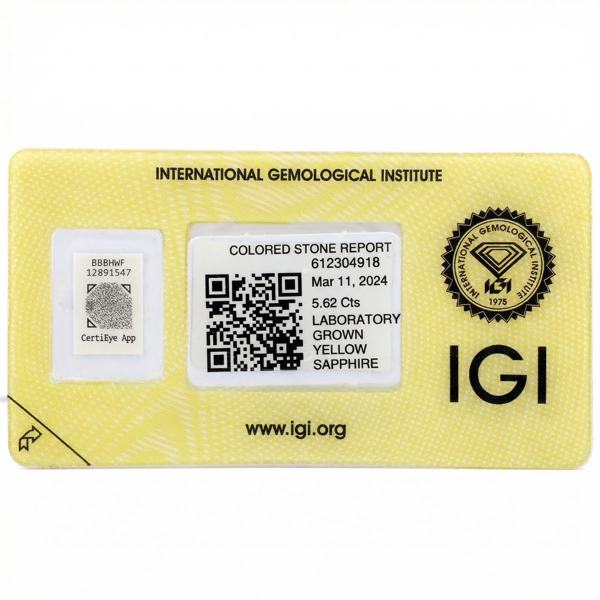 IGI Certified Laboratory Grown Yellow Sapphire | 5.62 Carat Oval Cut | Bright Yellow Luxury Gemstone-Saleh Sallom