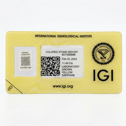 IGI Certified Laboratory Grown Yellow Sapphire | 11.49 Carat Emerald Cut | Premium Yellow Statement Gemstone-Saleh Sallom