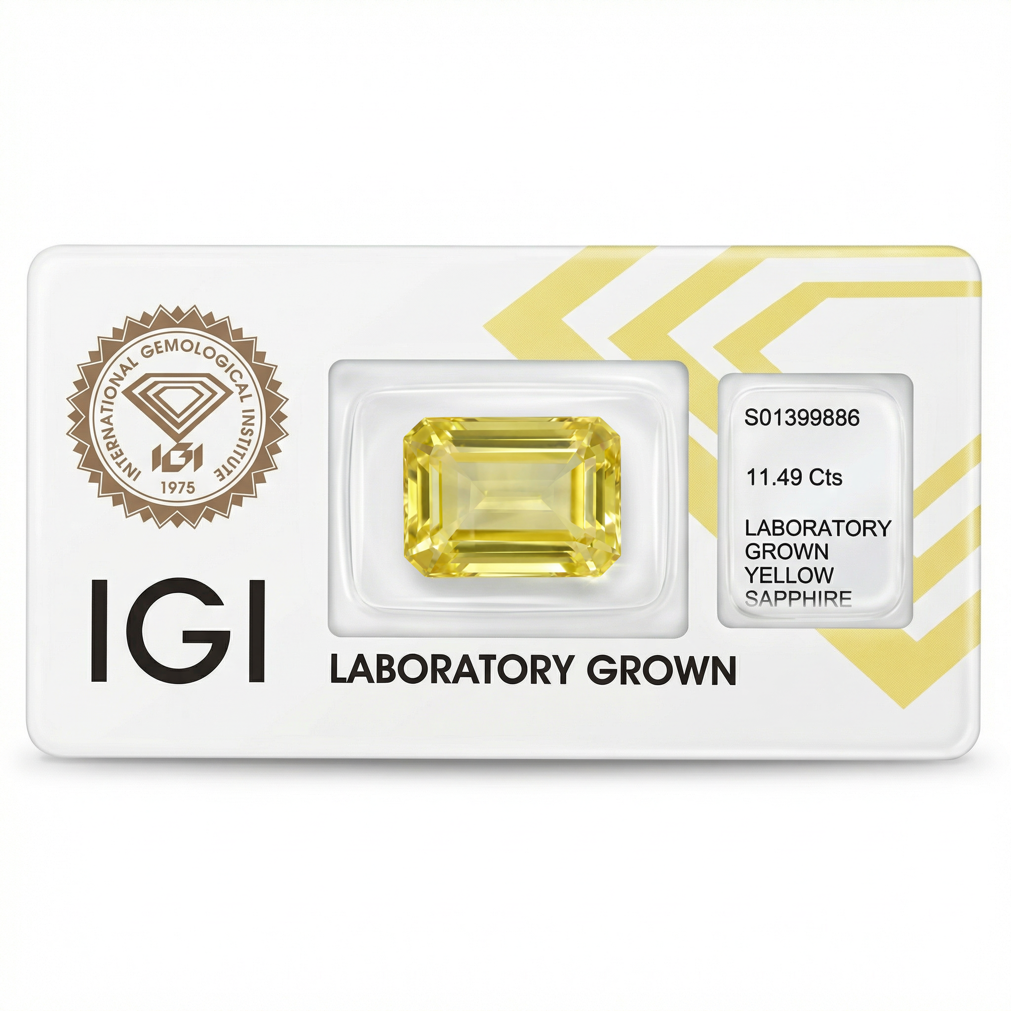 IGI Certified Laboratory Grown Yellow Sapphire | 11.49 Carat Emerald Cut | Premium Yellow Statement Gemstone Secondary image