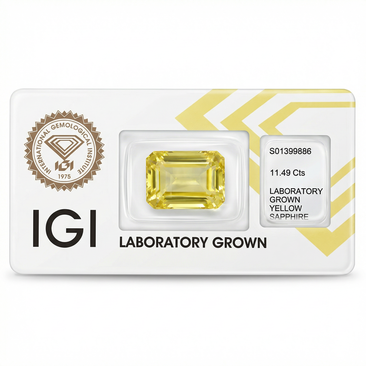 IGI Certified Laboratory Grown Yellow Sapphire | 11.49 Carat Emerald Cut | Premium Yellow Statement Gemstone-Saleh Sallom