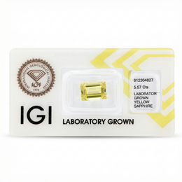 IGI Certified Laboratory Grown Yellow Sapphire | 5.57 Carat Rectangular Step Cut | Elegant Yellow Gemstone-Saleh Sallom