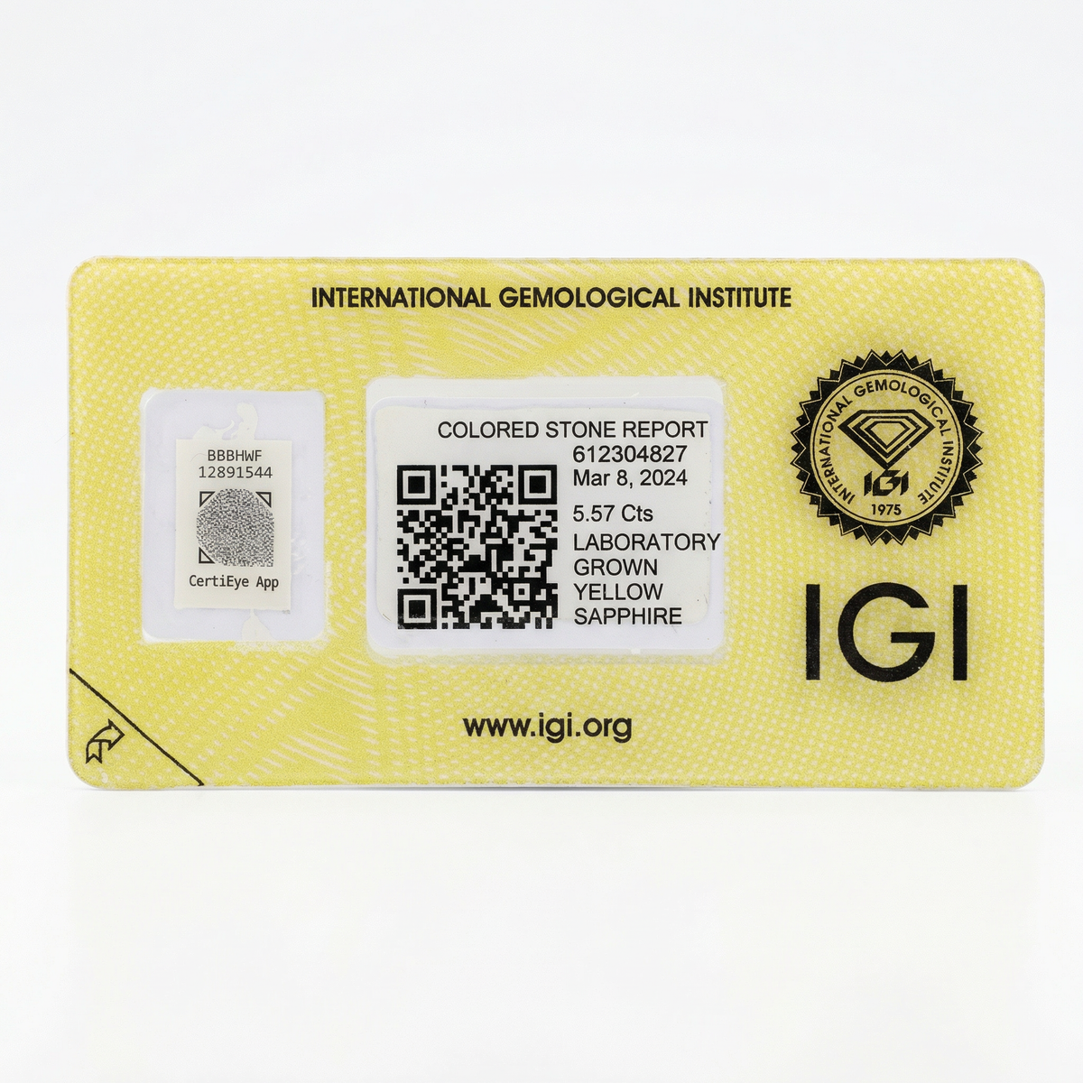 IGI Certified Laboratory Grown Yellow Sapphire | 5.57 Carat Rectangular Step Cut | Elegant Yellow Gemstone-Saleh Sallom