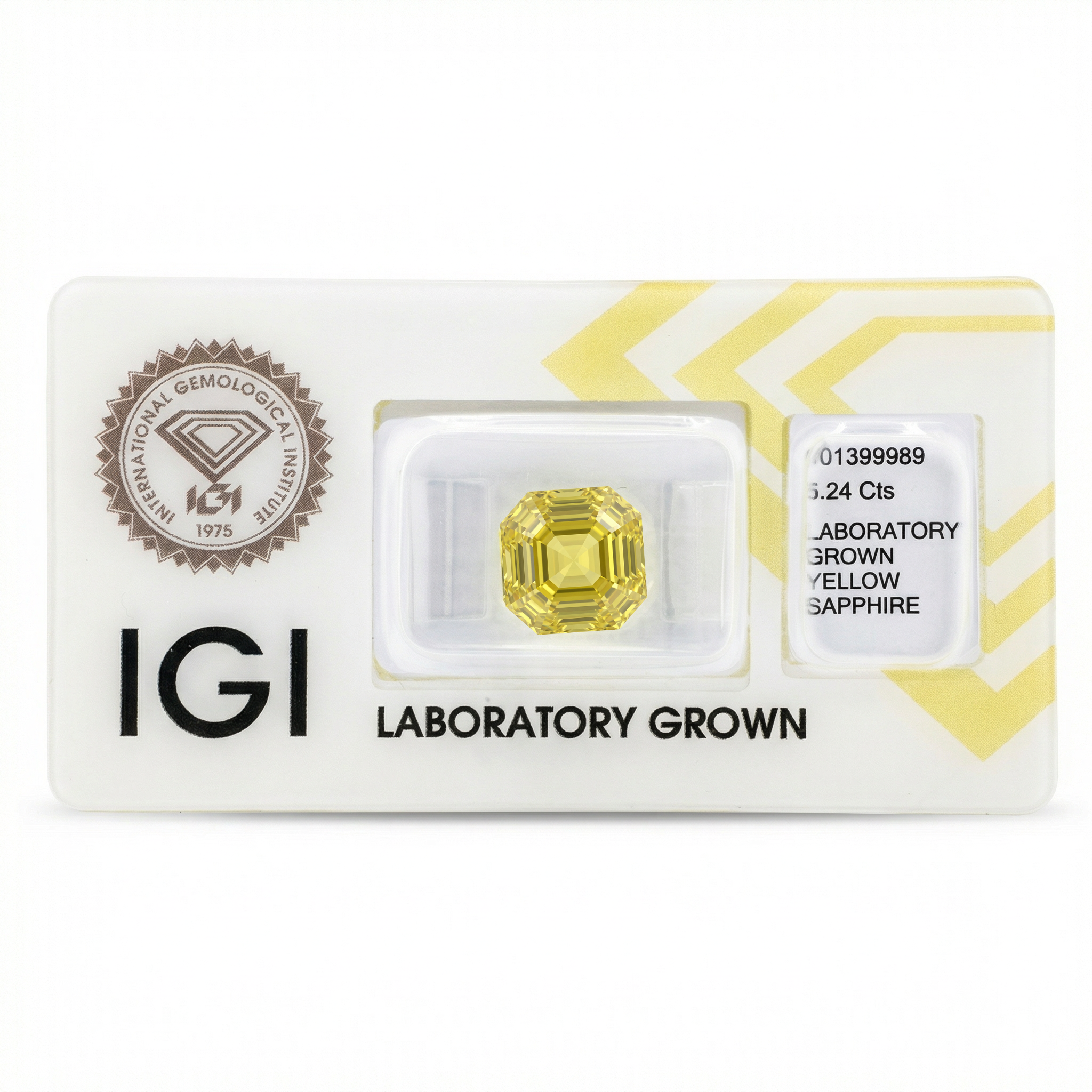 IGI Certified Laboratory Grown Yellow Sapphire | 6.24 Carat Square Emerald Cut | Bright Yellow Luxury Gemstone Secondary image