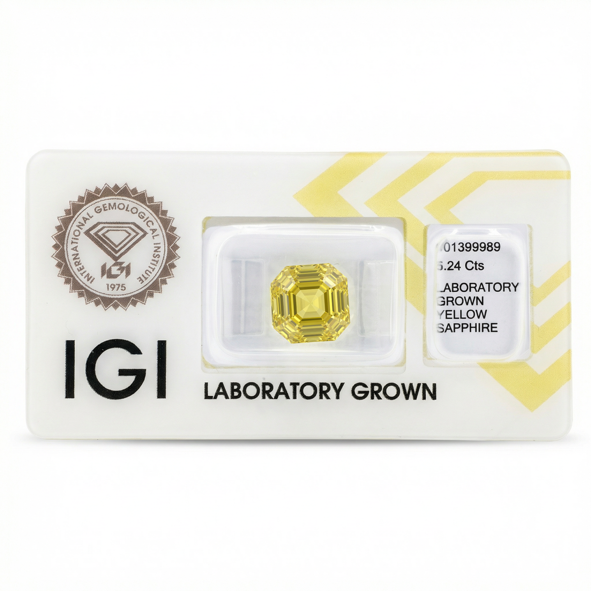 IGI Certified Laboratory Grown Yellow Sapphire | 6.24 Carat Square Emerald Cut | Bright Yellow Luxury Gemstone-Saleh Sallom