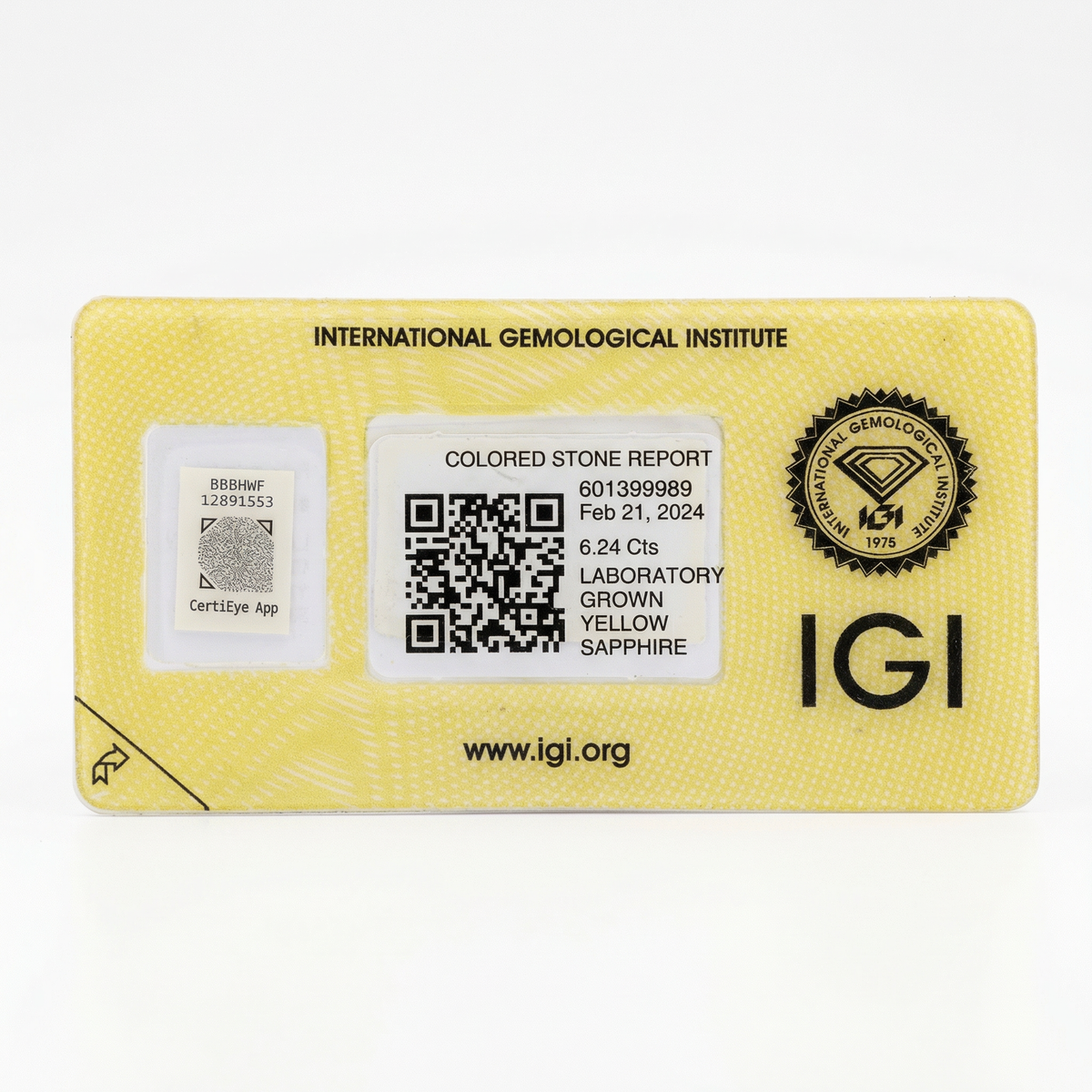 IGI Certified Laboratory Grown Yellow Sapphire | 6.24 Carat Square Emerald Cut | Bright Yellow Luxury Gemstone-Saleh Sallom