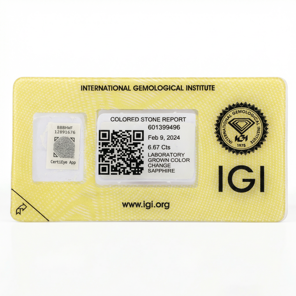 IGI Certified Color Change Sapphire | 6.67 Carat Emerald Cut | Purplish Violet to Purple Rare Gemstone-Saleh Sallom