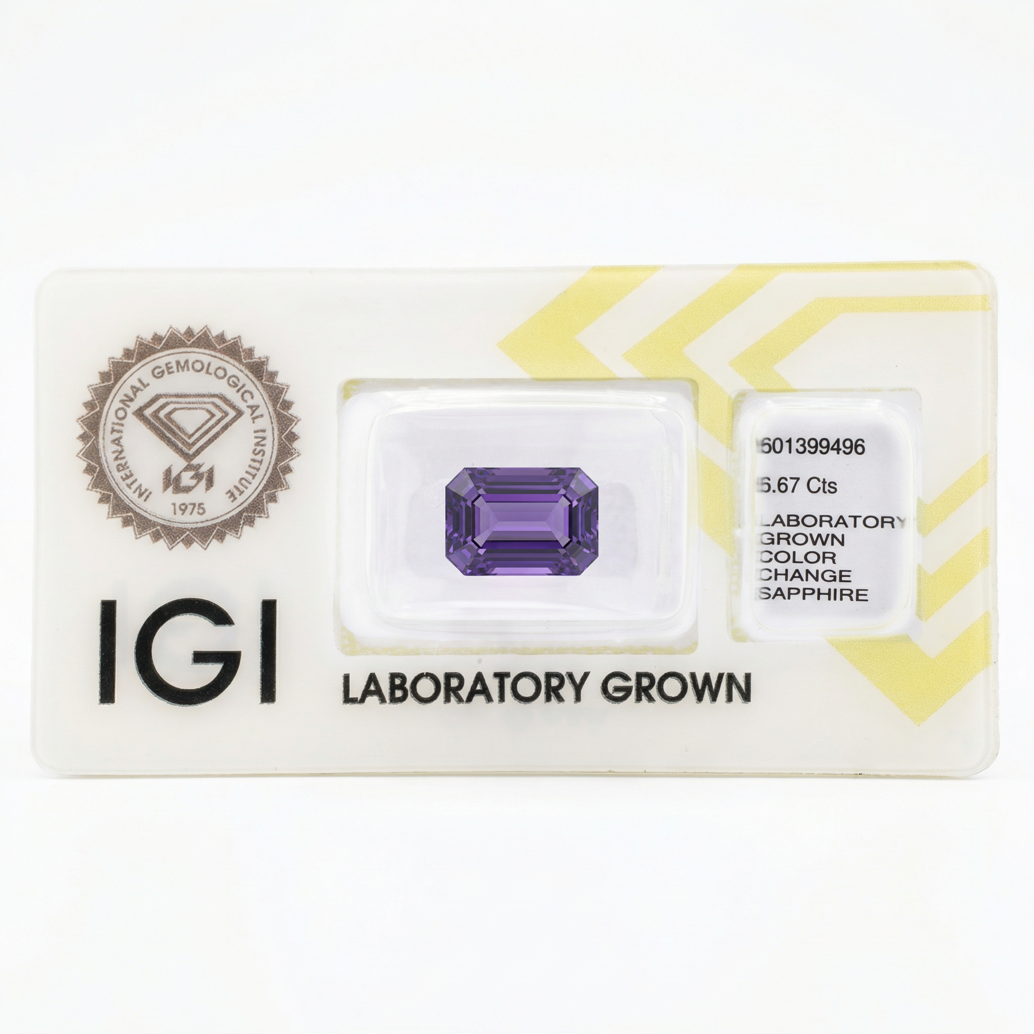 IGI Certified Color Change Sapphire | 6.67 Carat Emerald Cut | Purplish Violet to Purple Rare Gemstone Secondary image