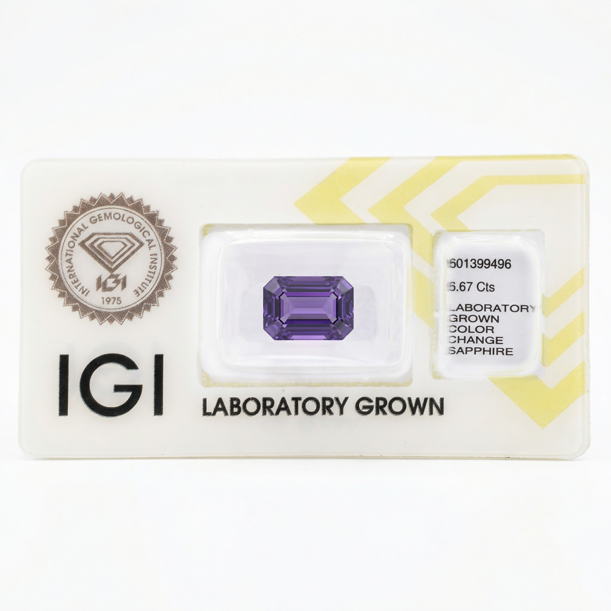 IGI Certified Color Change Sapphire | 6.67 Carat Emerald Cut | Purplish Violet to Purple Rare Gemstone-Saleh Sallom