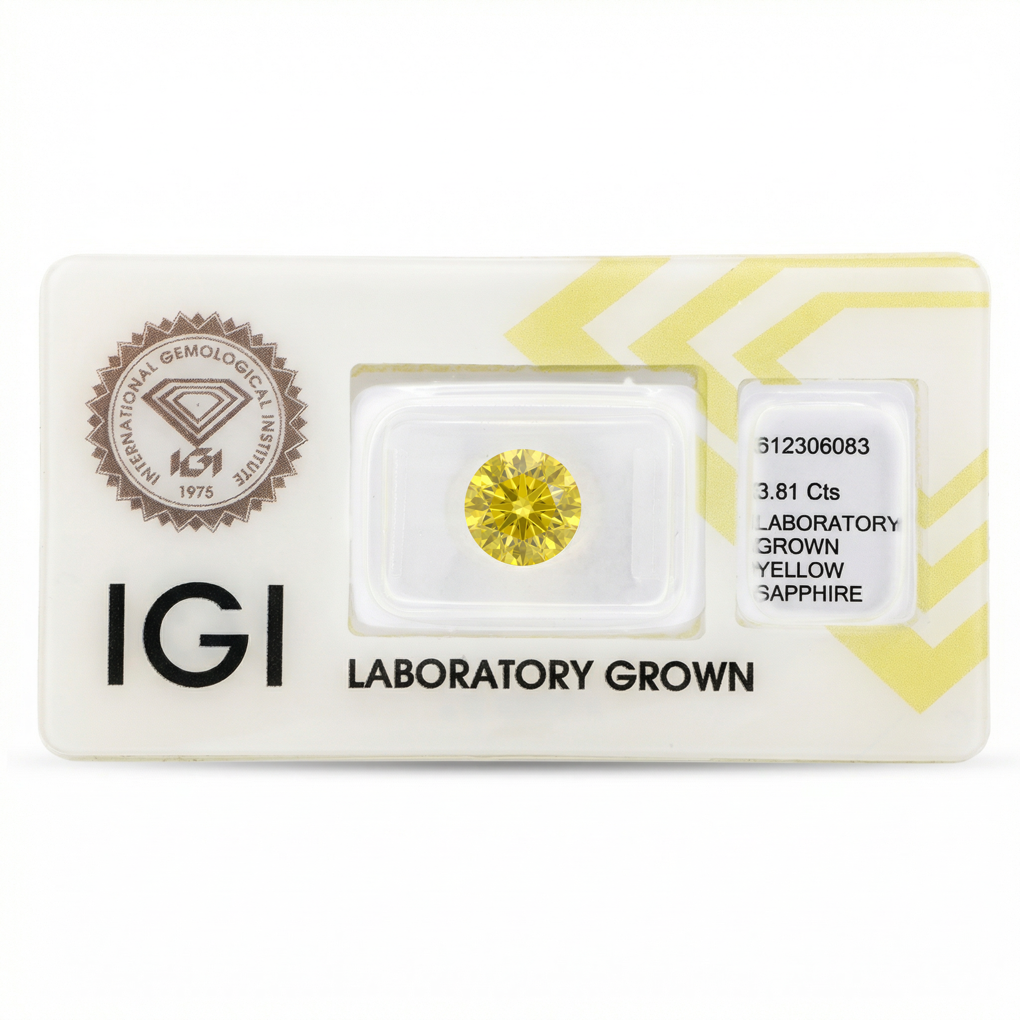 IGI Certified Laboratory Grown Yellow Sapphire | 3.81 Carat Round Cut | Bright Yellow Gemstone Secondary image