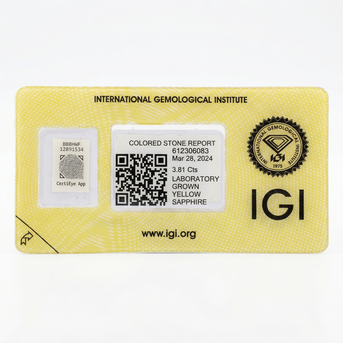 IGI Certified Laboratory Grown Yellow Sapphire | 3.81 Carat Round Cut | Bright Yellow Gemstone-Saleh Sallom