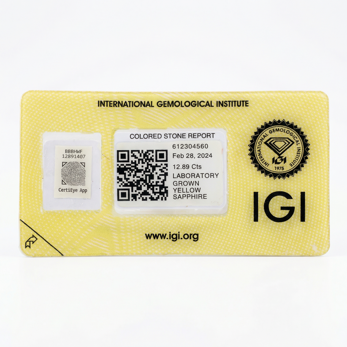 IGI Certified Laboratory Grown Yellow Sapphire | 12.89 Carat Emerald Cut | Vivid Yellow Luxury Gemstone-Saleh Sallom